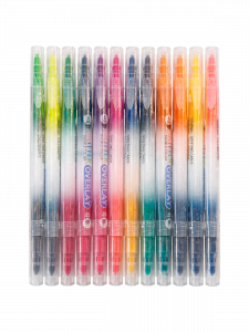 Набор блестящих двухсторонних акварельных маркеров на водной основе 12шт Орбита OT-OCL06